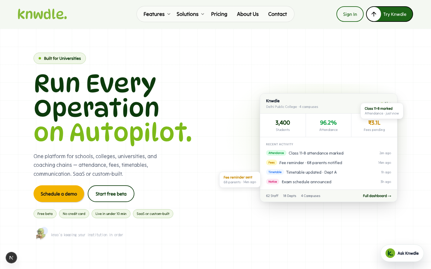 Knwdle marketing site hero