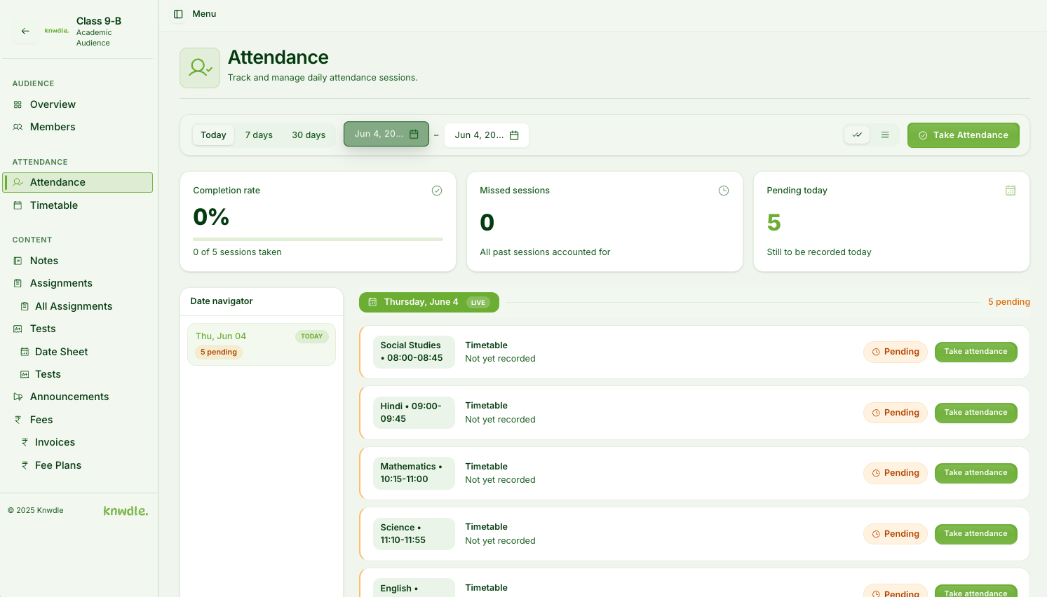 Knwdle Attendance tracking