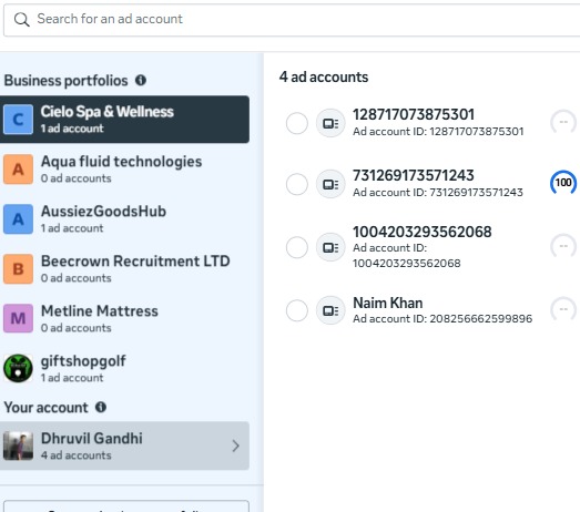 Meta Business Manager ad accounts