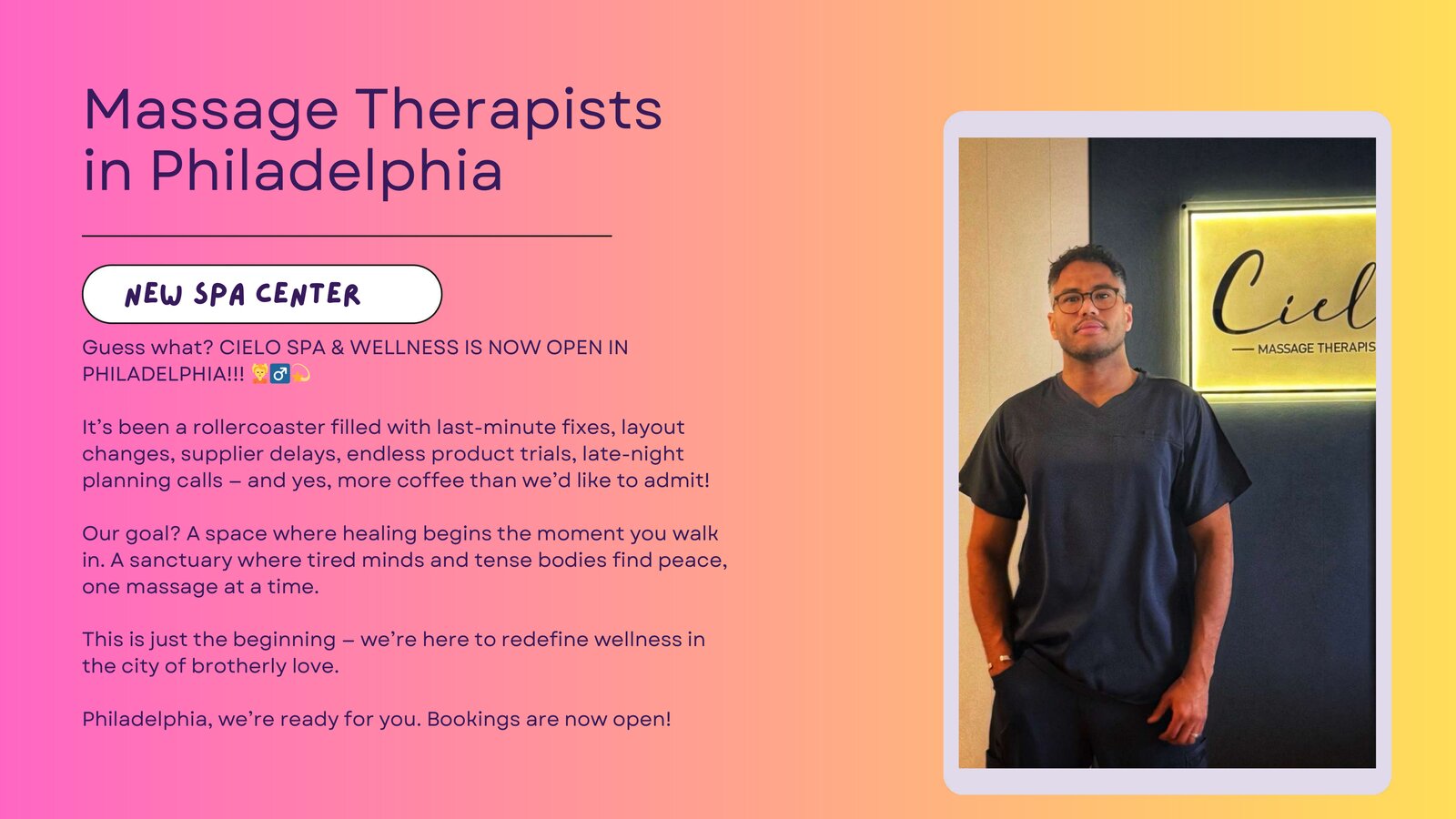 Cielo Spa and Wellness Philadelphia launch copywriting sample